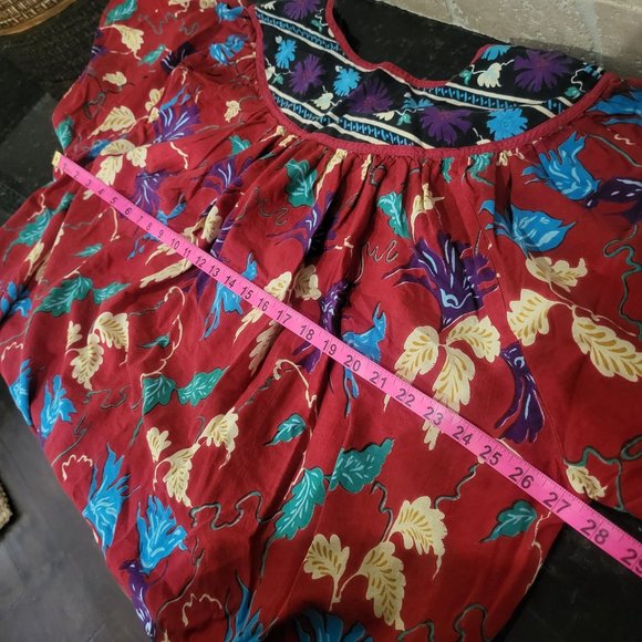 Phases Vintage Retro Women's Long Dress w/Pockets, Red Multicolored, 4X - Picture 9 of 10